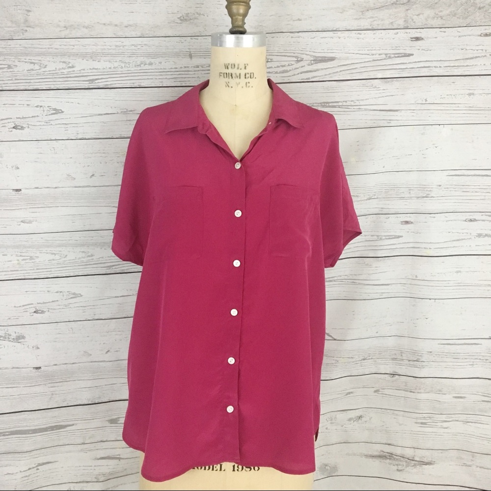 Tommy Bahama silk button up flowy batwing top